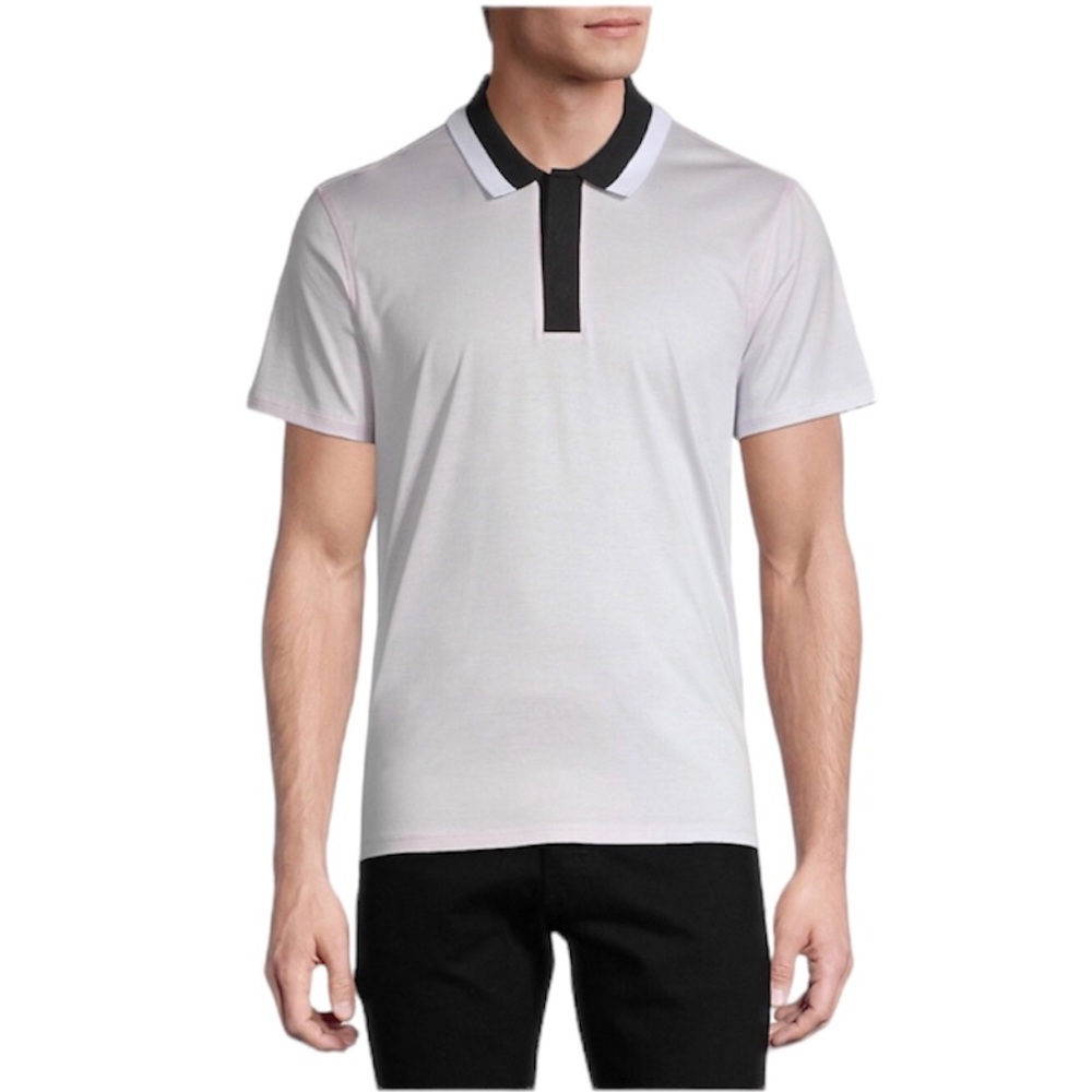 En Thread Pastel Purple Colour-block Polo Shirt